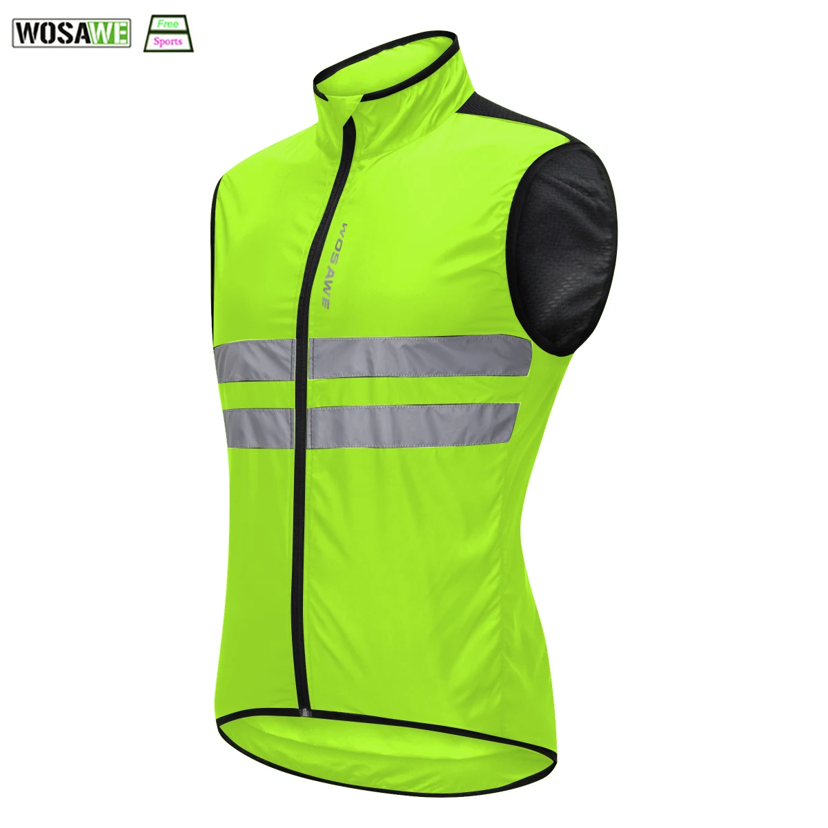 WOSAWE Highly Reflective Cycling Vest Motorcycle Off-Road Sleeveless Wind Jacket