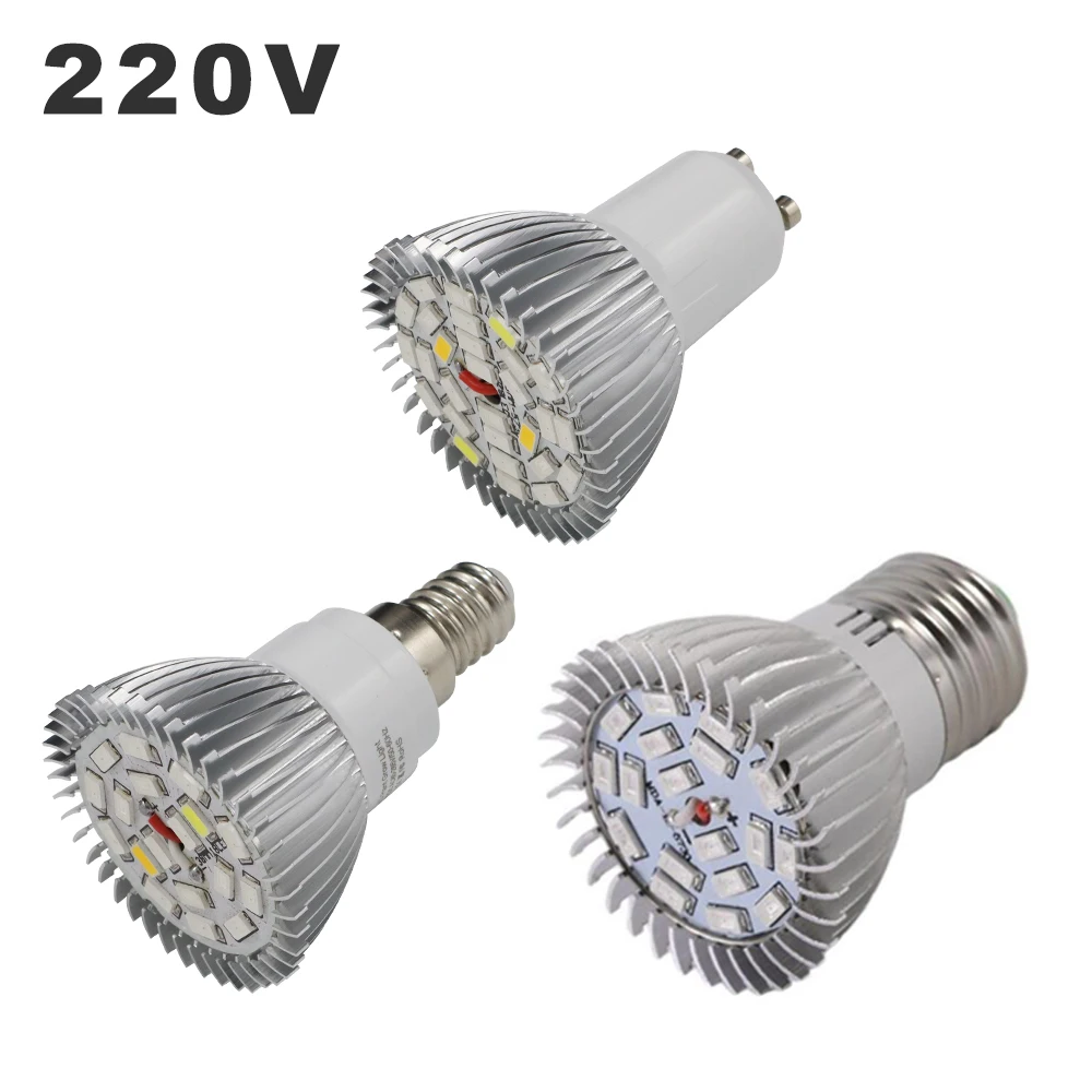 

220V LED Growing Lights 18LEDs 28LEDs Full Spectrum E27 E14 GU10 Growth Lamp Bulb Fitolampy Phyto Lamps For Plants Hydroponics