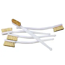 Горячая 10 шт 6," Длина белая пластиковая ручка латунная проволочная щетина щетка