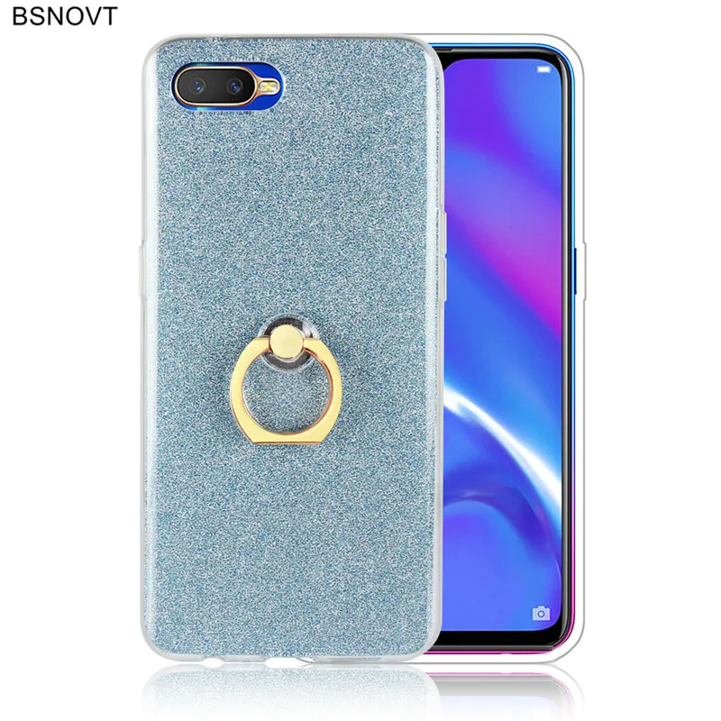 

OPPO K1 Case Shiny Glitter Bling Silicon Phone Case Cover OPPO K1 Soft Finger Ring Bracket Back Cover OPPO K1 Phone Case OPPO K1