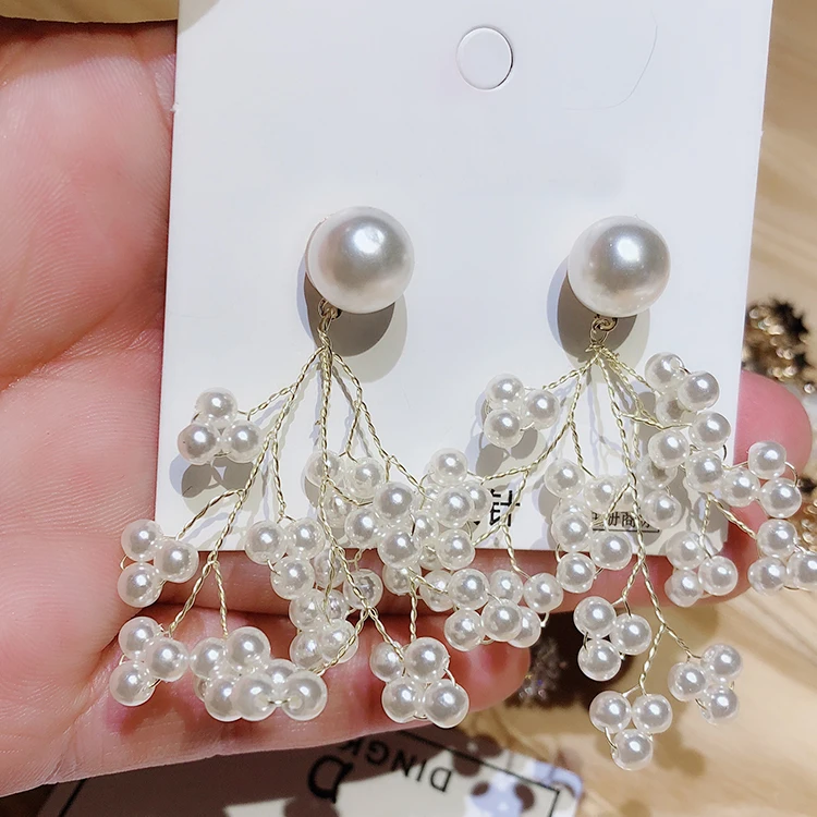 

Krazylee Recent Design Gold Color Pearls Earrings For Women Chic Blossom Pearl Flower Tree Stud Earrings E834