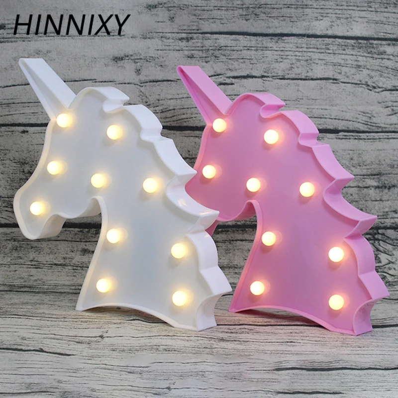 

Hinnixy LED Colorful Marquee Sign Night light Unicorn White Pink Kids Room Decoration Bedside Lamp Children's Day Gift Lamp