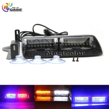 Автомобиль 16 светодиодный красный/голубой/белый W светодиодные авто S2 полицейский стробоскоп вспышка светильник для подачи аварийных сигналов, мигающий лобовое стекло Предупреждение светильник