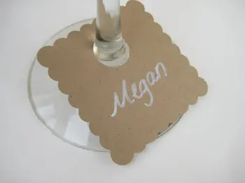 

kraft brown Square drink wine glass ring markers cards charm bachelorette party bridal shower engagement party decorations tags