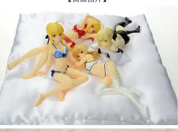 

4 piece set Fate Stay Night Zero Saber Lily extra swimsuit 18cm series action figure PVC anime sexy girl bikini new doll