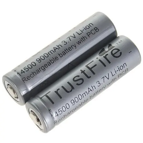 

2pcs/lot TrustFire Protected 14500 3.7V 900mAh Rechargeable Battery Lithium Batteries with PCB For Flashlight Torch