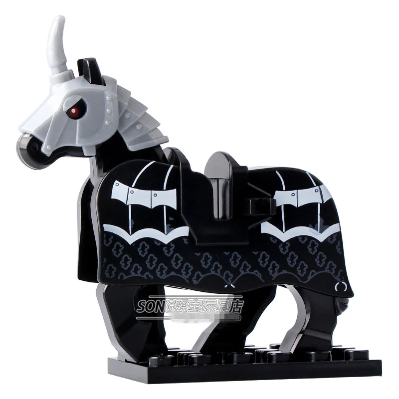 

Single Sale Series XH602 Black War Horse Battle Steed Medieval Rome minifig super heroes assemble Building DIY Blocks Toys