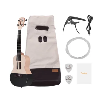 

23" Smart Concert Ukulele Ukelele Uke Kit with LED light for Beginners with Carry Bag Strings Capo Picks USB Charging Cable