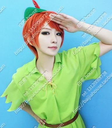 

Free shipping Peter pan cosplay wig Orange red wig(not hat)