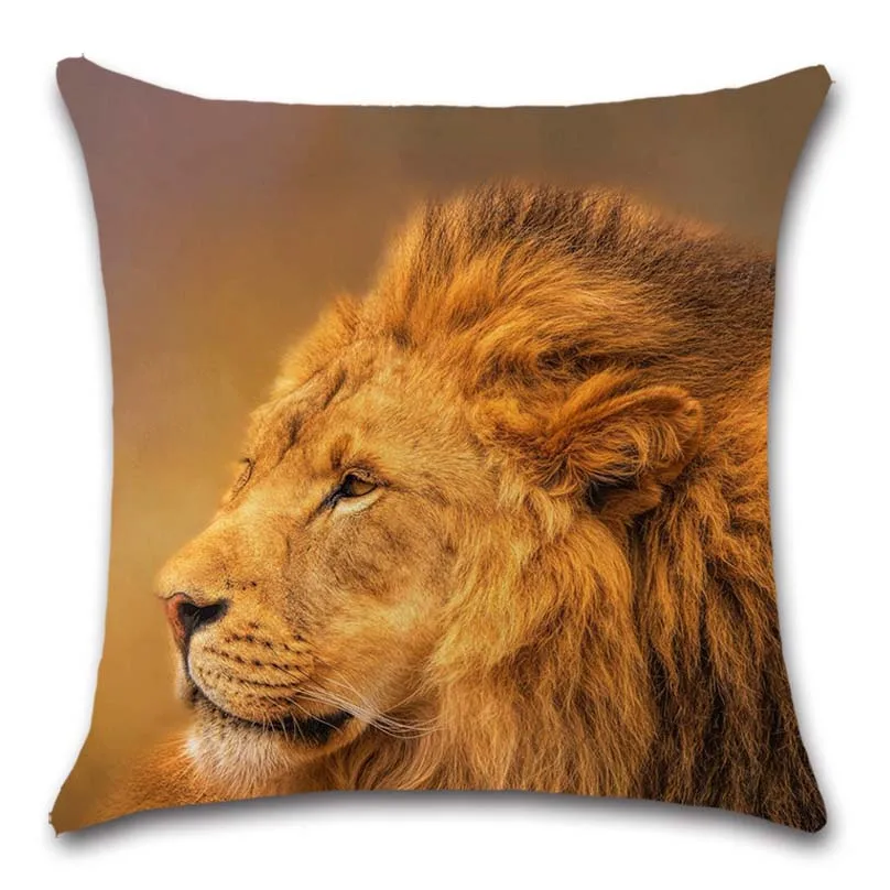 King of the grassland Lion Cushion Cover Decoration Home sofa chair office car seat friend bedroom children's gift pillowcase