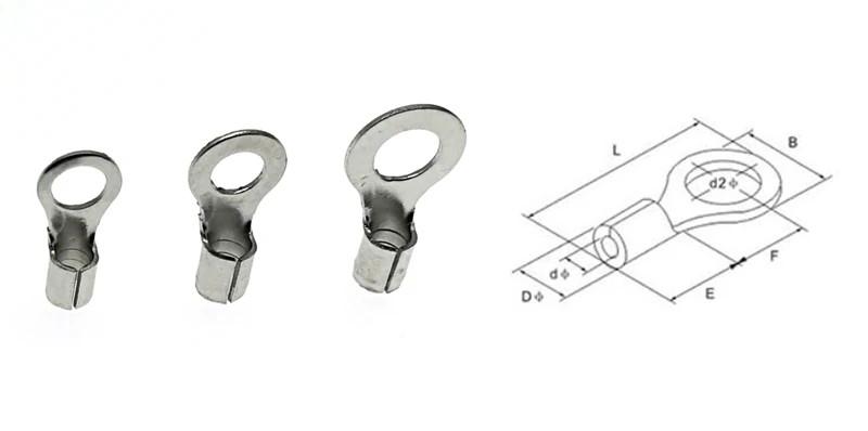 Cabo de Fiação Conector do Fio do Friso do Terminal Anel Nua Terminais Finais Cabo Elétrico nu Rnb3.5-4rnb5.5-6 Virolas 200 - 500 Pcs 2 High Quality Renovação da Casa