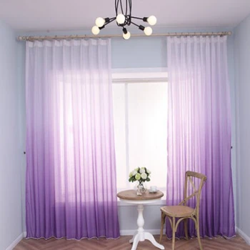 

Purple Gradient Shade Curtains For Living Room Romantic Wedding Room Pink Bedroom Tulle Solid Gradient Shade Fabric