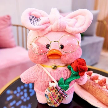 

30CM LaLafanfan Cafe Yellow Duck Plush Toy Cute Stuffed Doll Soft Animal Dolls Kids Toys Birthday Gift