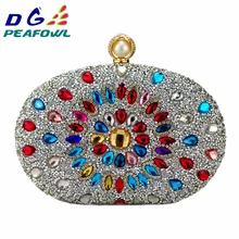 DG PEAFOWL Роскошный Кристалл Цветочный клатч цепь сумка женская свадебная Алмаз Синий Фиолетовый сотовый телефон карман вечерний кошелек сумки