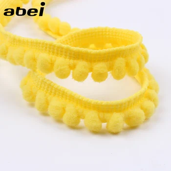 

5Yards 12mm Yellow Pompom Lace Ribbon DIY Wedding Craft Handmade Sewing Pom Pom Fringe Lace Trims Special Lace Fabric Supplier