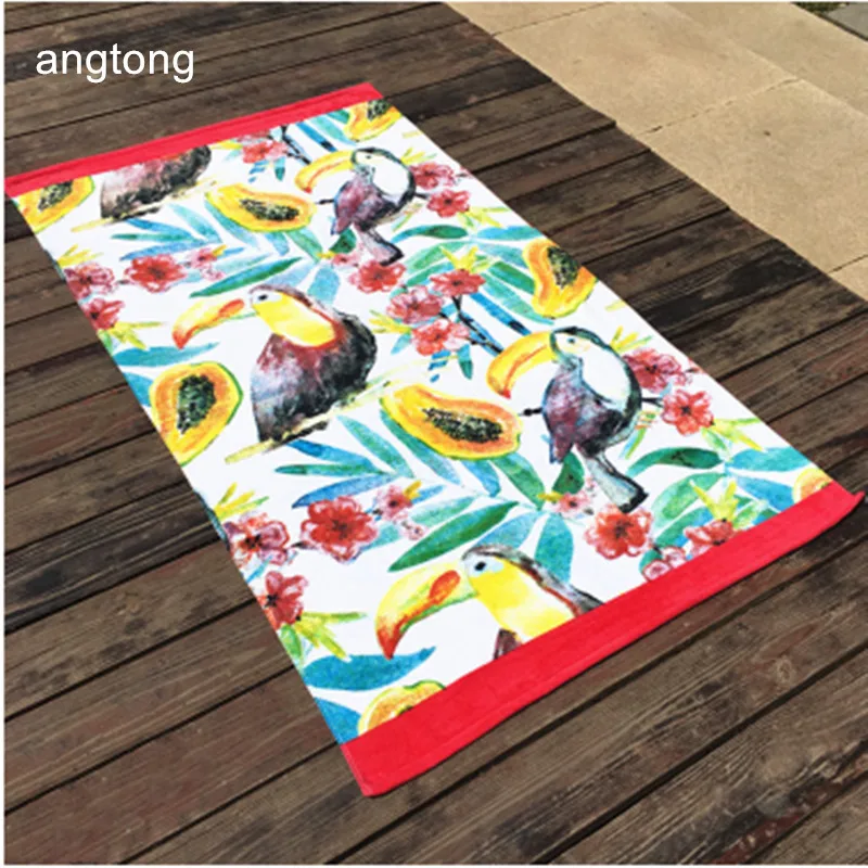 

100% cotton big size thicken beach towel European and American wind with magpie or crocodile print adult bath towel T252