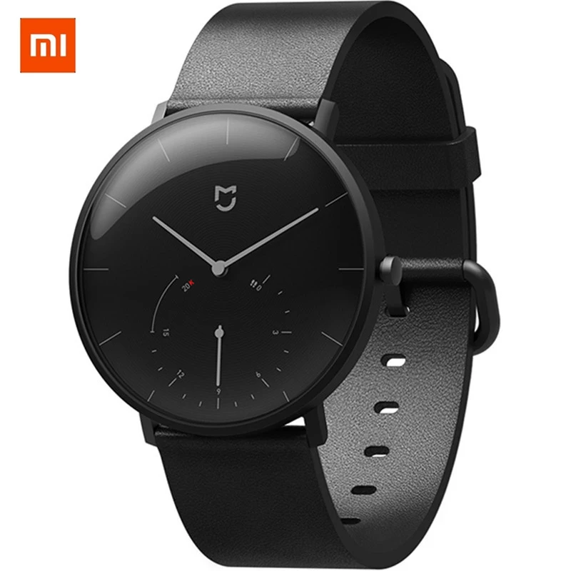 

XIAOMI Mi Mijia QUARTZ Smart Watch Life Waterproof with Double Dials Alarm Sport Sensor Pedometer Time Leather Band Mi Home APP