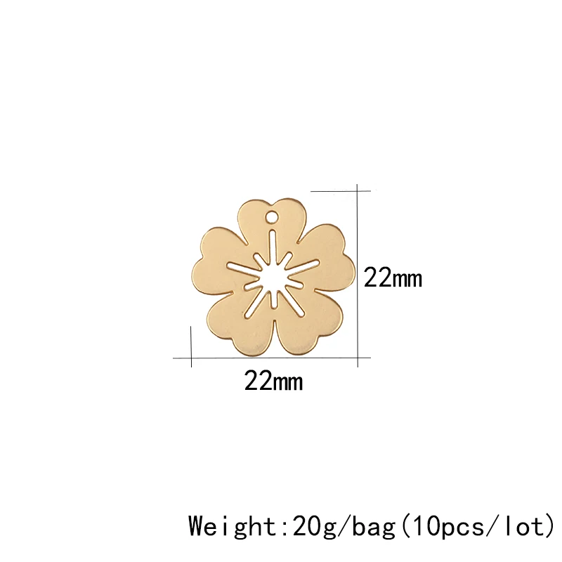 22 мм, 10 шт./лот, подвески из золотого металлического сплава цинка, полые подвески в форме цветущей вишни для ожерелья, сережек, ювелирных аксессуаров