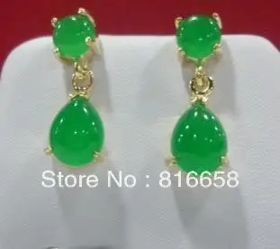 

Free shipping @@natural Charming green drop earring AAA