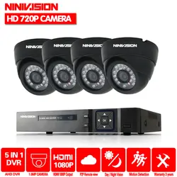 NINIVISION 4CH 1080 P TVI CVI AHD DVR 1.0MP 720 P CCTV Камера P2P домашние купол безопасности Камера наблюдения CCTV Системы Наборы