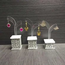 Новое поступление 3 шт./компл. элегантный Акриловый Витринный Шкаф Ювелирных изделий Дисплей Органайзер на крючках дерево, браслет, серьги подставка держатель прямоугольник Нижняя серьги держатель