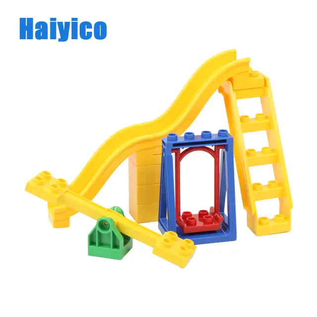 Haiyico Amusement Park Building Blocks Seesaw Swing Slide Stairs Assemble Bricks Set Children S Playground Educational Toys Gift