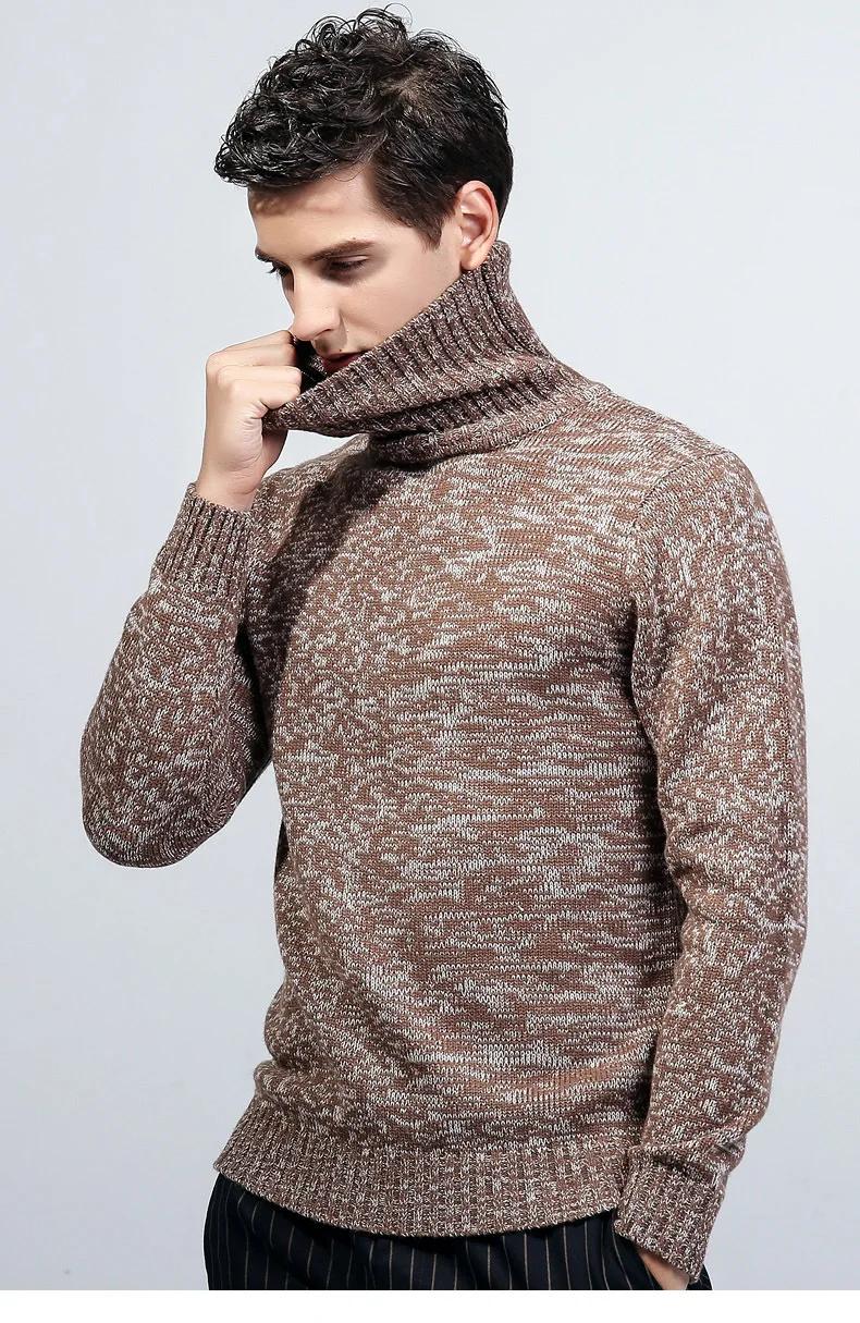 Зимние толстые теплые кашемировые свитер Для мужчин водолазка Для мужчин свитера пуловер Slim Fit Для мужчин классический шерстяной трикотаж