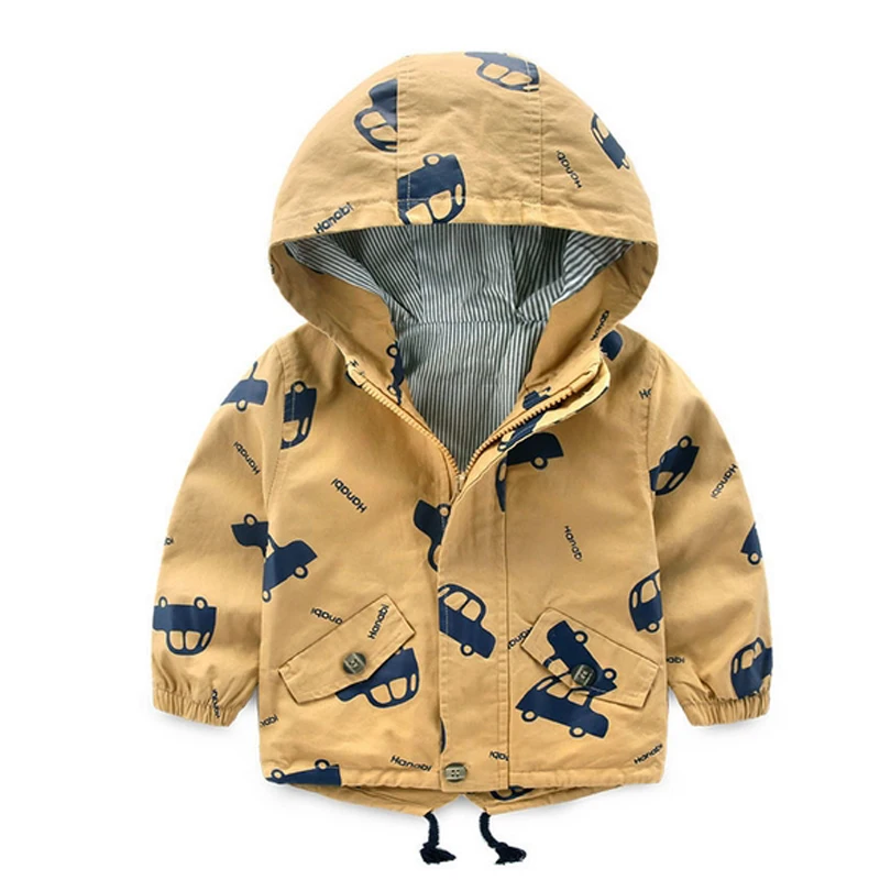 2017 Boys Girls Jackets Kids Autumn Clothes Baby Boys Coats Children Hooded Cars Print Jacket