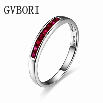 

GVBORI 18K White Gold Ruby Ring Classic Gift For Women Wedding Fine Jewelry GOLD RUBY RING