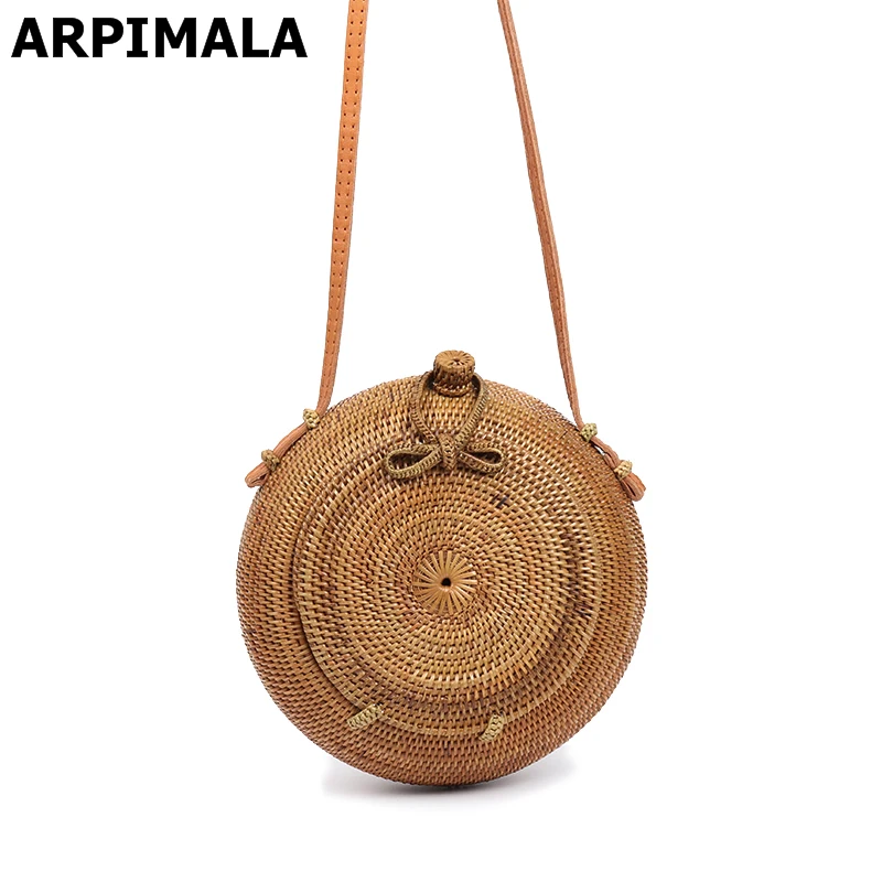

ARPIMALA Bali Round Rattan Bag Famous Brand Designer Beach Bags for Women Fashion Blogger Straw Bag Summer Holiday Handbags