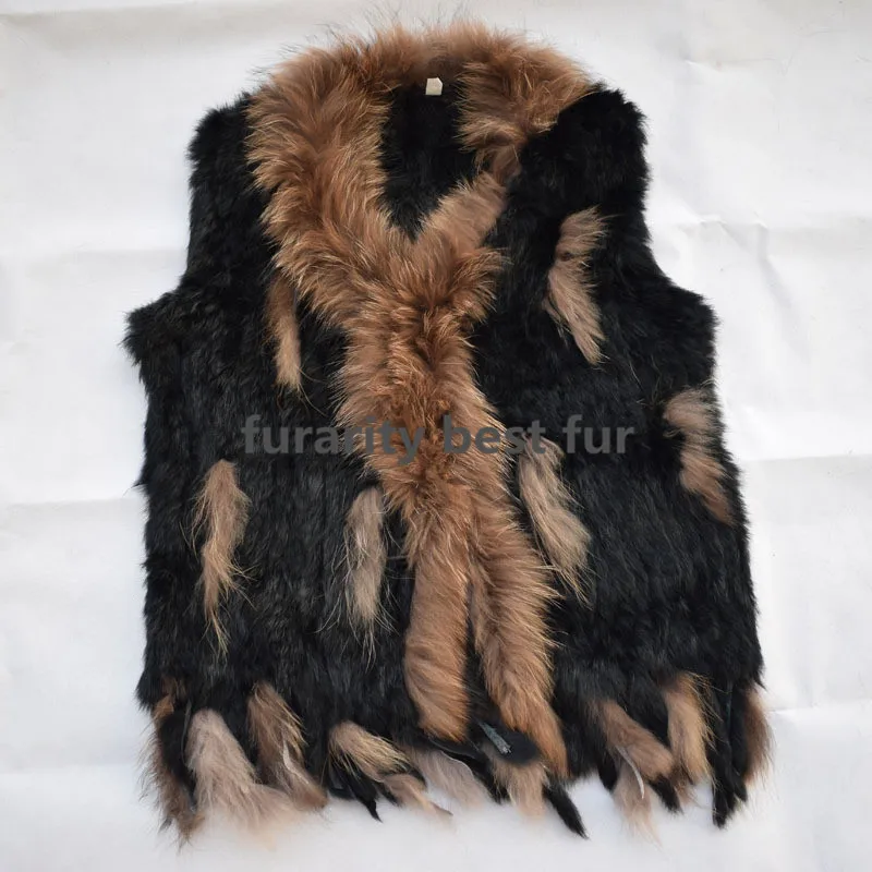 Женский жилет из кроличьего меха вязаный без рукавов 27 цветов SF0047|rabbit fur vest|knitted