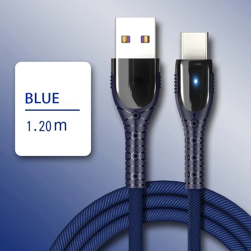 5A USB C быстрый заряд кабеля USB кабель для передачи данных из цинкового сплава синхронизация провод для Samsung Xiaomi Redmi Note 4 5 Android type c usb кабель - Цвет: Синий