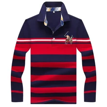 Осень зима новые мужские поло высокое качество полосатая рубашка поло модная повседневная с длинным рукавом Однотонная рубашка поло брендовая одежда