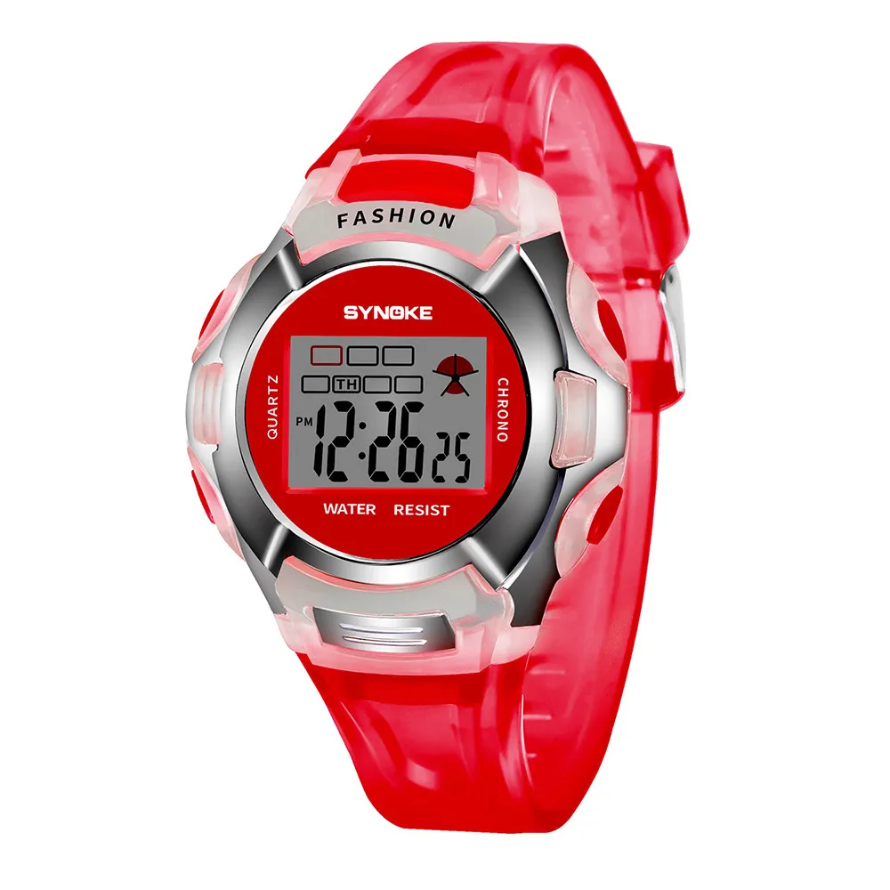 Детские водонепроницаемые спортивные часы для мальчиков, светодиодный цифровой наручные часы с датой, наручные часы для детей, montre garcon - Цвет: Red