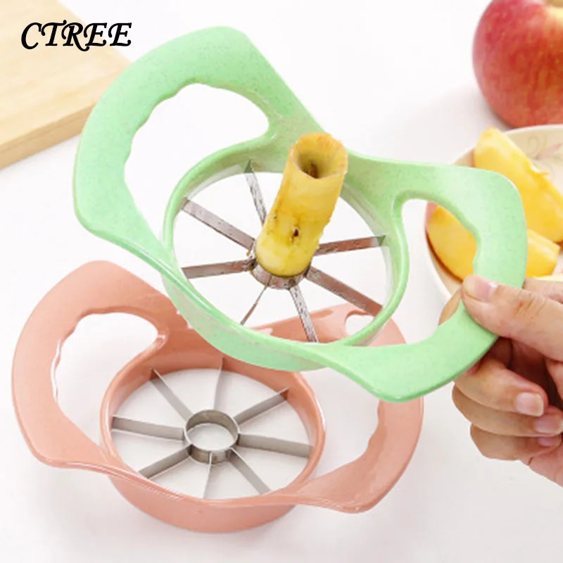 

CTREE 1Pcs Wheat Straw Apple Slicer Corer Cutter Kitchen Pear Fruit Divider Comfort Handle Apple Peeler Kitchen Accessories C767