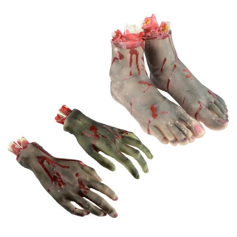 1pair soft rubber broken hands feet blood halloween scary props hand life size limbs decorative halloween - Scary Props 1pair soft rubber broken hands feet blood halloween scary props hand life size limbs decorative halloween - Scary Props