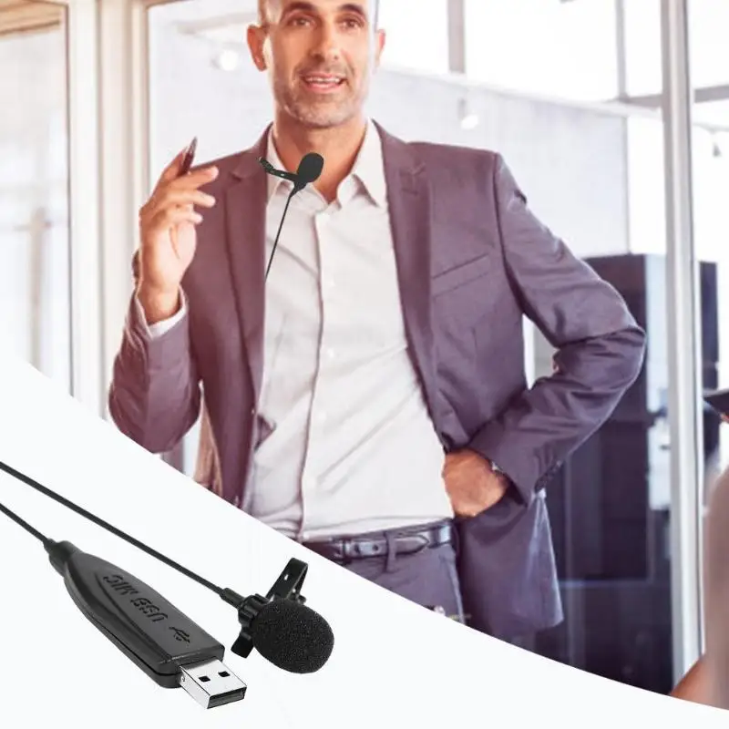 USB Lavalier микрофон клип на воротник конденсаторный отворот для встречи ПК HandsFree