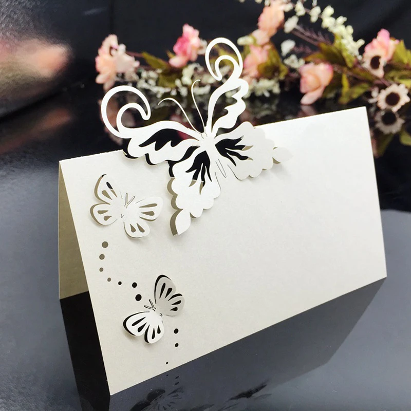 50pcs Butterfly Laser Cut Table Name Place Cards Favor Gifts Table Name Message Setting Card Wedding Birthday Party Supplies (4)