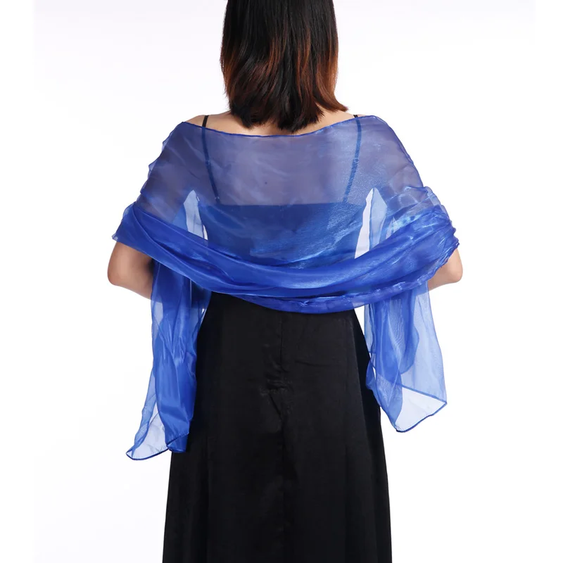 Элегантная Свадебная Серебряная шаль для невесты, шелковые шарфы для женщин, вечерние шали - Цвет: cobalt blue