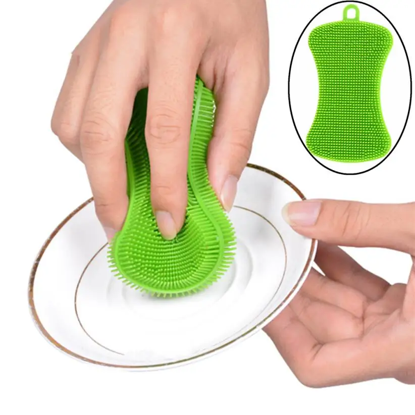 1Pc kitchen Dish Washing Brush Silicon Dish Washing Cleaning Pad Sponge