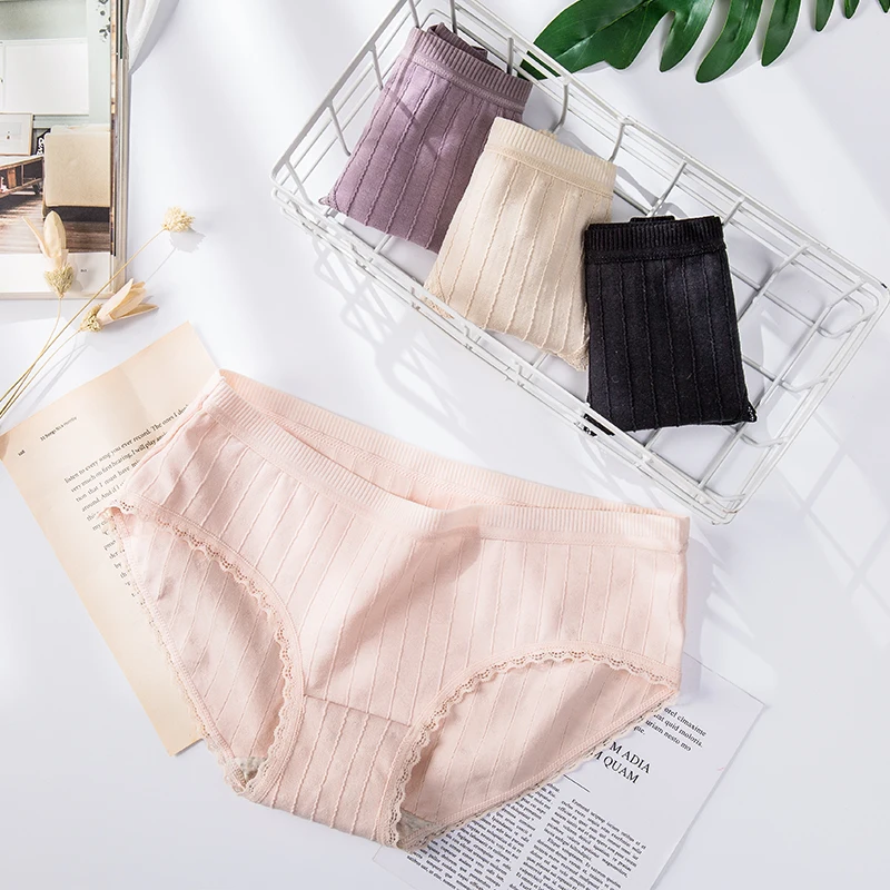 

LANGSHA Cotton Panties Women Underwear Briefs Soft Breathable for Girls Panty Ladies Mid-Waist Solid Female Seamless Underpants