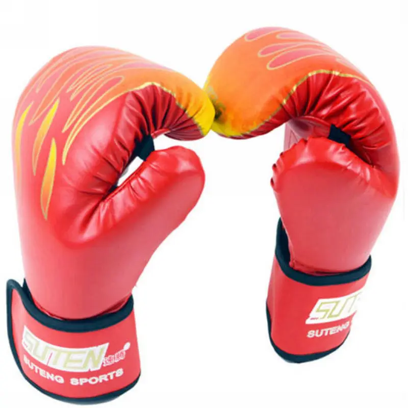PU Leather Kids Children Flame Boxing Gloves Punch For Boy Beginner Sparring Training Mitts Gift