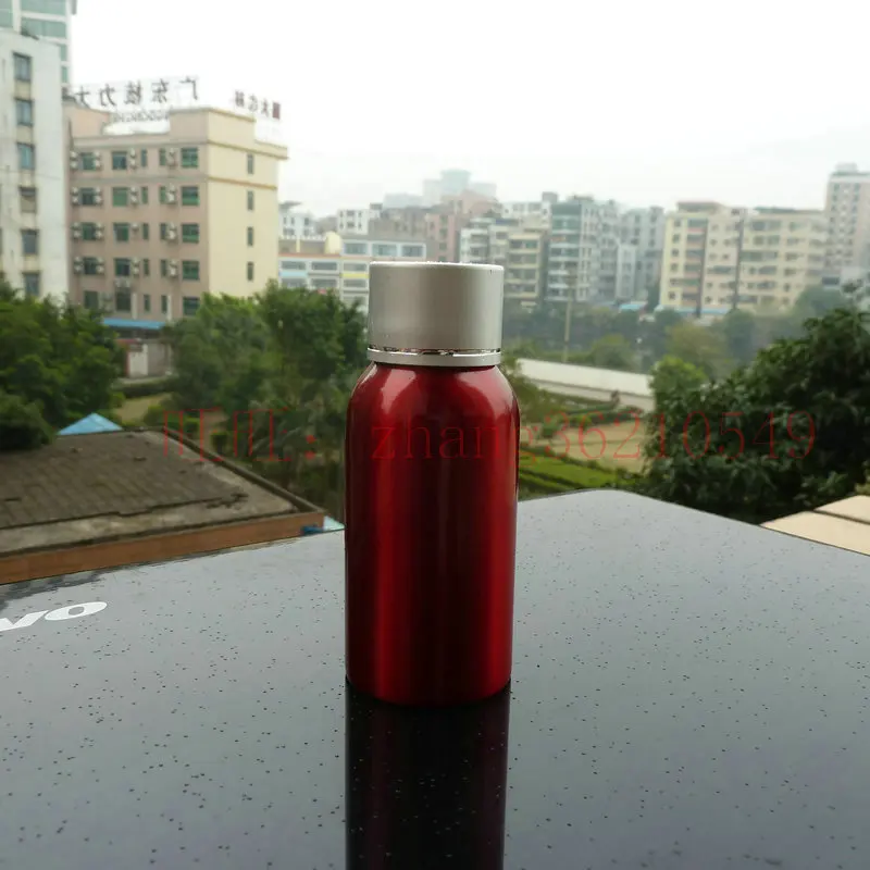 

50ml aluminum red bottle With silver aluminum cap.cosmetic container for essential oils,pharmaceutical raw materials