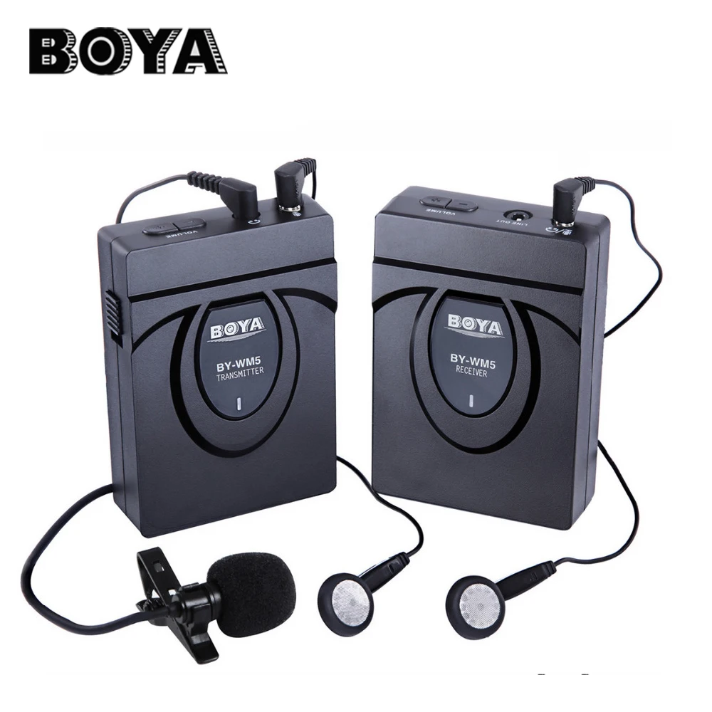 BOYA BY WM5 Lavalier Clip On Mic Audio Studio Recorder Wireless 