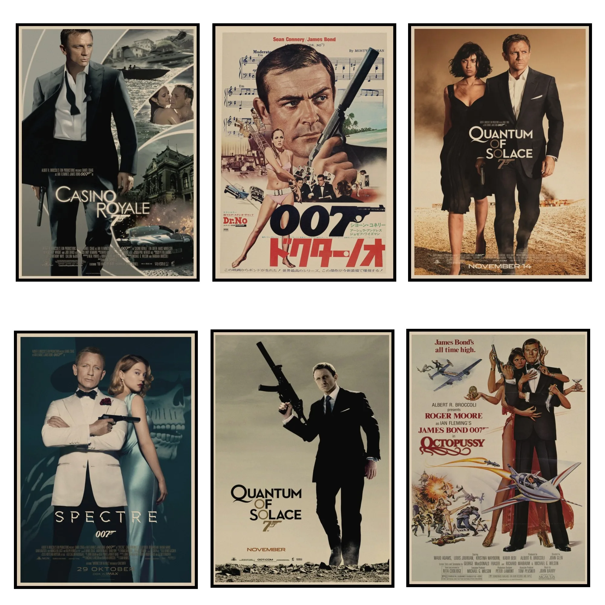 Джеймс Бонд Agente 007 Connery Daniel Craig Классическая экшн пленка крафт бумага ретро постер