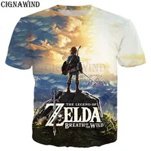 Новые летние топы Популярные игры Легенда о Зельде: Дыхание Дикого футболка для мужчин/для женщин 3d Принт футболки Harajuku уличная