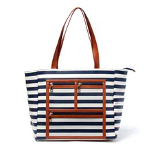 Эфирное масло белые полосы Tote, эфирное масло ПВХ карманные сумки, темно-синий кожаный чехол пеленки сумка DOM109576