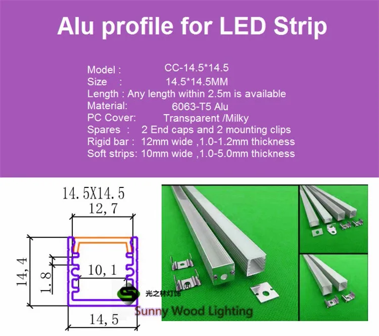 5-30 шт./лот/40 светодио дный светодиодный алюминиевый профиль для светодио дный светодиодного бара, тонкий мм 14,5*14,5 мм канал, мм 12 мм полоса