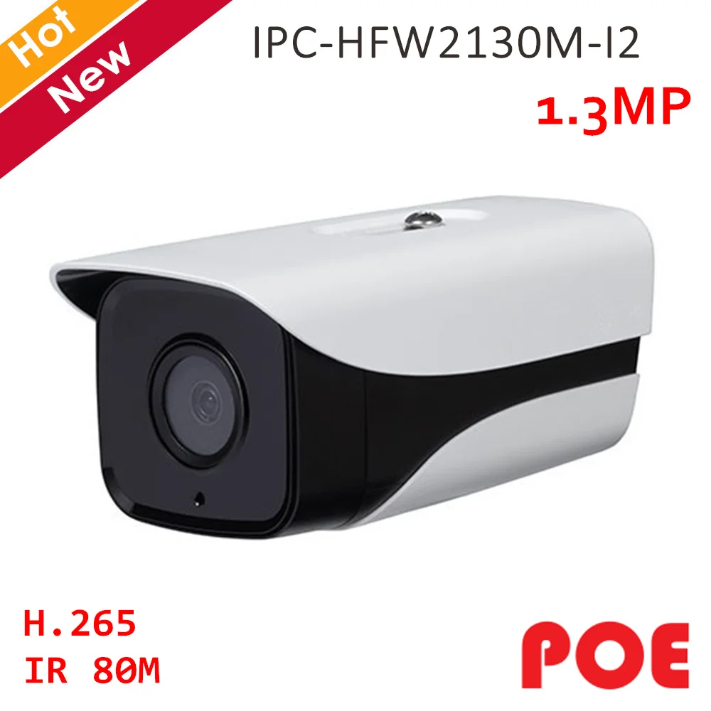 

DH POE IP camera IPC-HFW2130M-I2 1.3MP H.265 IR distance 80M Waterproof Camera Security camera with Night vision Perfect image