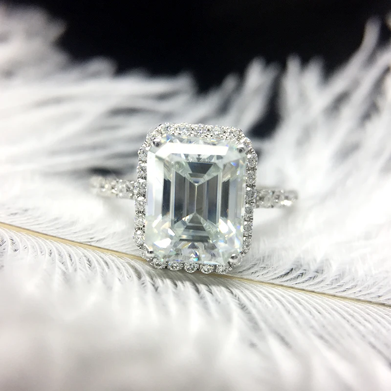 AEAW однотонное кольцо из белого золота 14 к 1ctw Moissanite DF с изумрудами роскошное